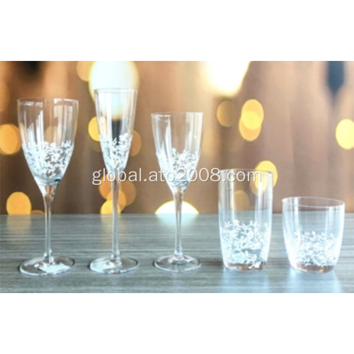 China Flower design clear wine glass set Manufactory